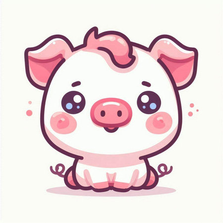 Cute cartoon pig. Vector illustration of a cute piglet.のイラスト素材