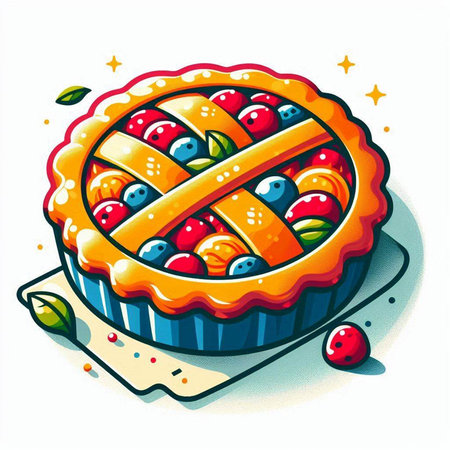 Cherry pie on white background. Vector illustration. Eps 10.のイラスト素材