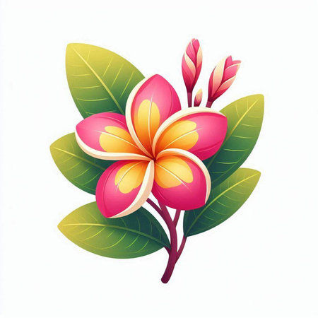frangipani flower isolated on white background. vector illustration.のイラスト素材