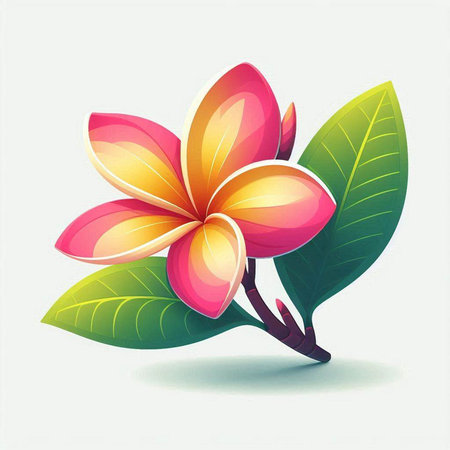 Frangipani flower on white background.  Vector illustration.のイラスト素材