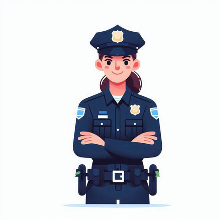 Policewoman. Policewoman in uniform. Vector illustrationのイラスト素材