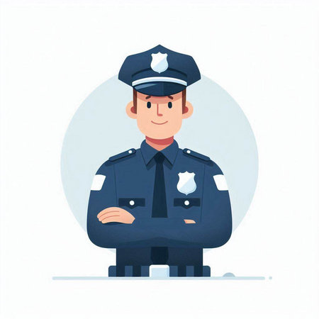 Policeman in uniform. Vector illustration in flat cartoon style.のイラスト素材