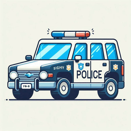 Vector illustration of a police car. Flat style. Police car.のイラスト素材