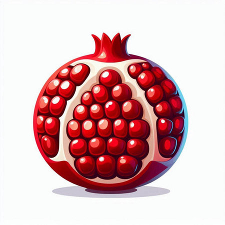 Ripe pomegranate isolated on white background. Vector illustration.のイラスト素材