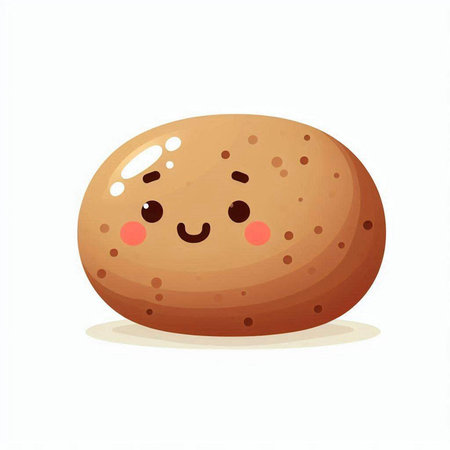 Cute cartoon brown cookie isolated on white background. Vector illustration.のイラスト素材