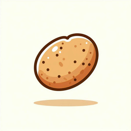 Illustration of a chocolate chip cookie isolated on a white background.のイラスト素材