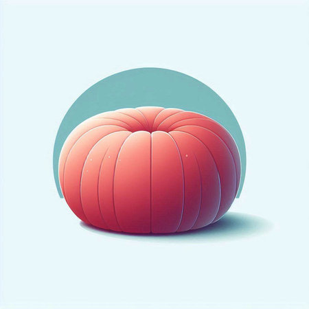 pumpkin in retro style on blue background. 3d illustrationのイラスト素材