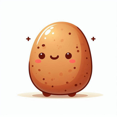 Cute happy smiling potato. Vector illustration isolated on white background.のイラスト素材