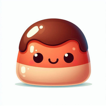 Cute cartoon kawaii chocolate candy isolated on white background. Vector illustration.のイラスト素材