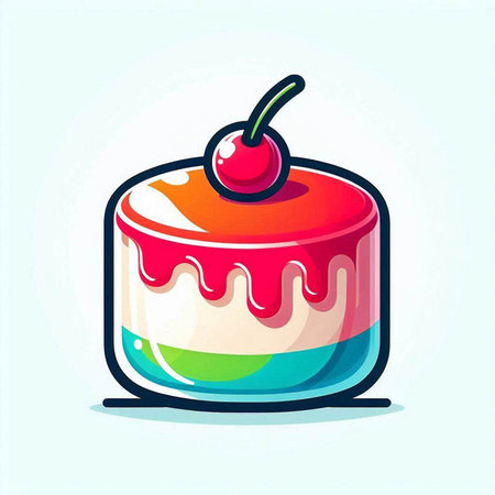 Cake with cream and cherry on a white background. Vector illustration.のイラスト素材