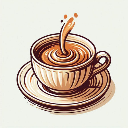 Cup of coffee. Vector illustration of a cup of coffee.のイラスト素材
