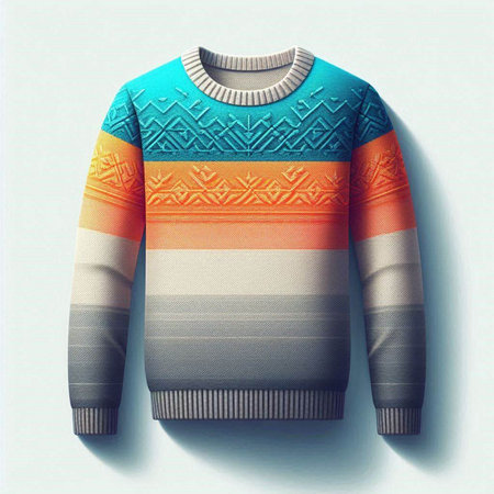 Knitted sweater with a pattern on a white background. Vector illustrationのイラスト素材