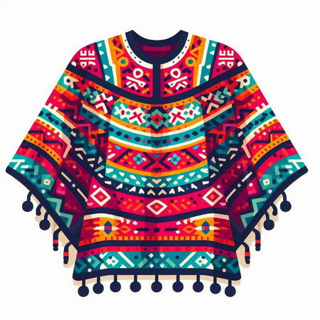 Colorful ethnic sweater isolated on a white background. Vector illustration.のイラスト素材