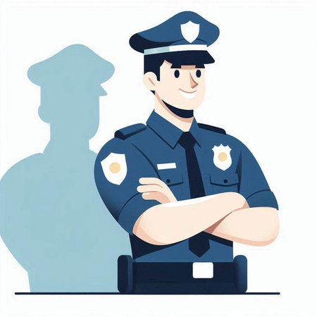 Policewoman in uniform. Police officer. Vector illustration.のイラスト素材