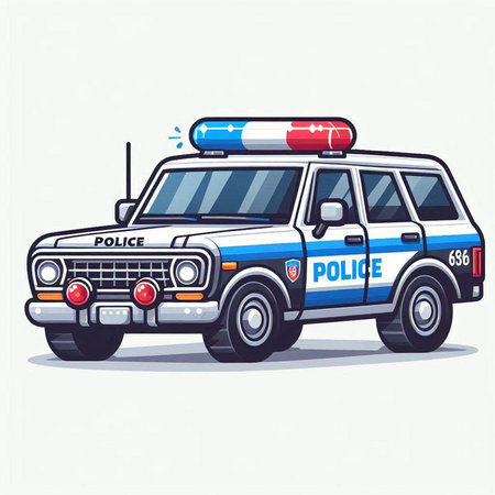 Police car. Vector illustration of a police car on white background.のイラスト素材