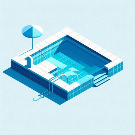 Swimming pool isometric vector illustration. Isometric swimming pool.のイラスト素材