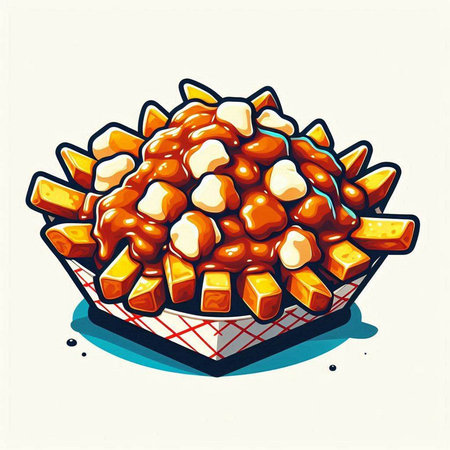 Illustration of fried potatoes in a basket. Vector illustration of fried potatoes.のイラスト素材