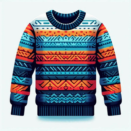 Knitted sweater with a pattern of geometric elements. Vector illustration.のイラスト素材