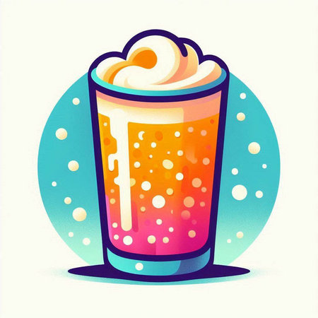 Cocktail with whipped cream in a glass. Vector illustration.のイラスト素材