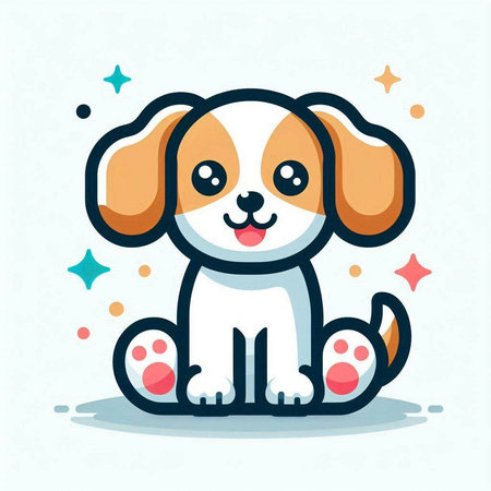 Cute cartoon dog vector illustration. Cute cartoon dog character.のイラスト素材