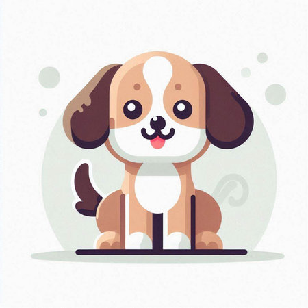 Cute cartoon dog sitting and looking at camera. Vector illustration.のイラスト素材