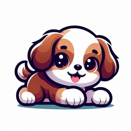 Cute cartoon dog isolated on a white background. Vector illustration.のイラスト素材