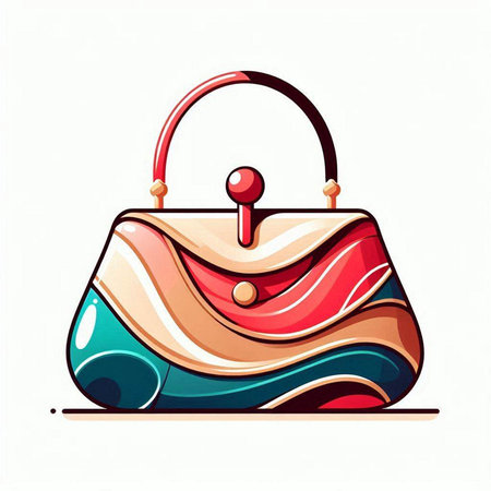 Illustration of a colorful handbag isolated on a white background.のイラスト素材