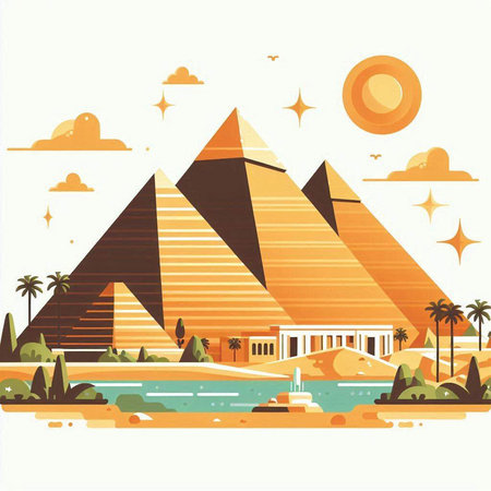 Egyptian pyramids. Vector illustration in flat style. EPS10のイラスト素材