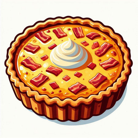 Illustration of a pie with cream on a white background, vector illustrationのイラスト素材