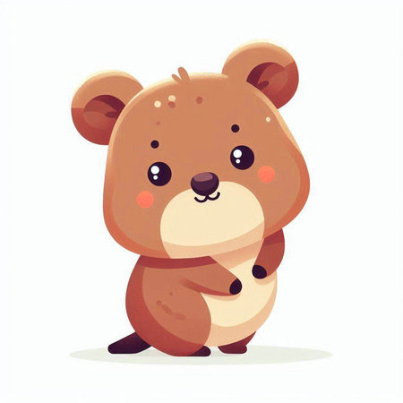 Cute cartoon bear vector illustration. Cute animal character design.のイラスト素材