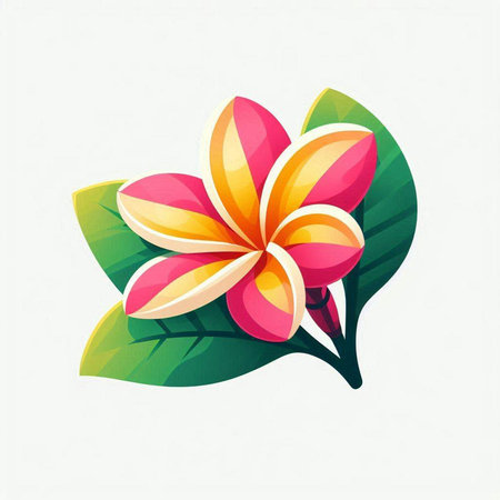 Frangipani flower. Vector illustration of a tropical flower.のイラスト素材