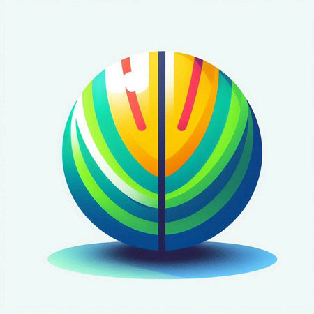 abstract colorful 3d sphere with shadow on white background, vector illustrationのイラスト素材