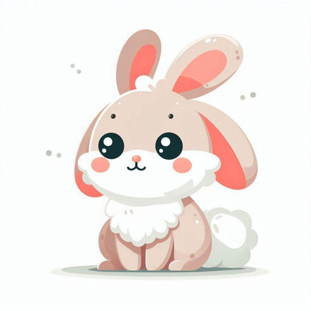 Cute cartoon bunny with heart on white background. Vector illustration.のイラスト素材