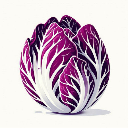 Purple Chinese cabbage on a white background. Vector illustration of cabbage.のイラスト素材