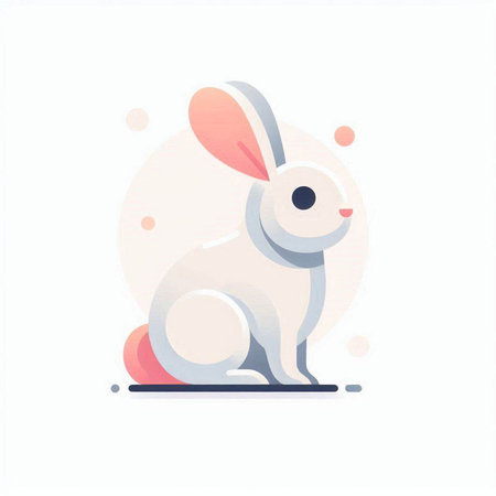 Cute rabbit on white background. Vector illustration in flat style.のイラスト素材