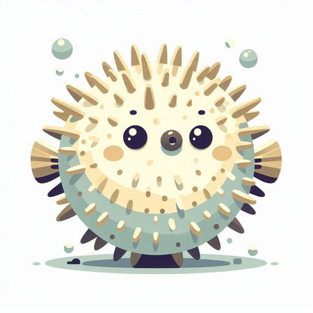 Cute cartoon sea urchin. Vector illustration isolated on white background.のイラスト素材