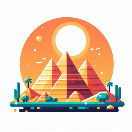 Egyptian pyramids in flat style. Vector illustration for your designのイラスト素材