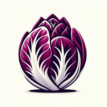 Purple chinese cabbage on a white background. Vector illustration.のイラスト素材