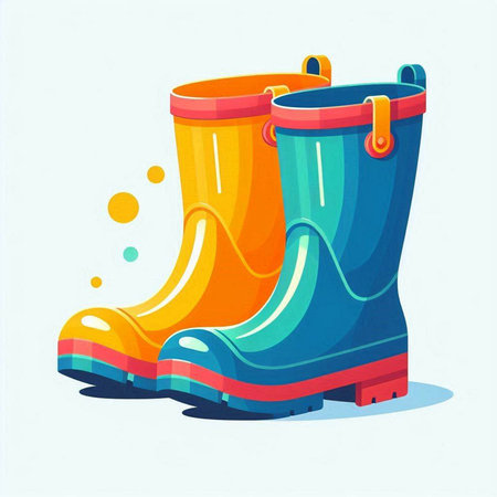 Rubber boots isolated on white background. Vector illustration in cartoon style.のイラスト素材