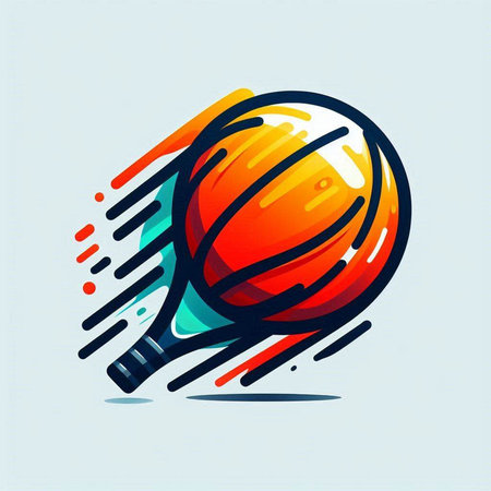 Tennis racket and ball. Vector illustration of a tennis racket.のイラスト素材