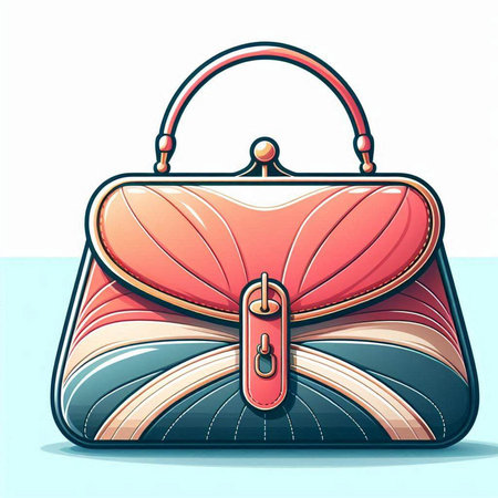 Vector illustration of a woman's handbag in retro style on a white backgroundのイラスト素材