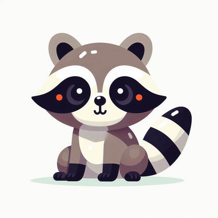 Cute cartoon raccoon. Vector illustration isolated on white background.のイラスト素材