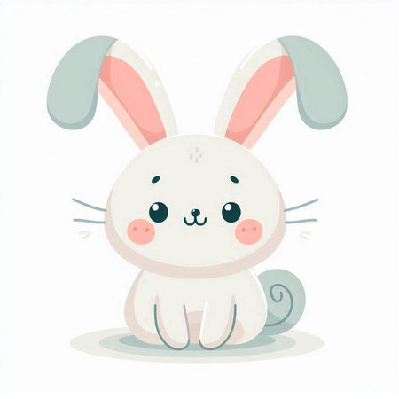 Cute cartoon rabbit. Vector illustration isolated on a white background.のイラスト素材