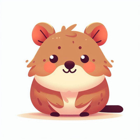 Cute cartoon hamster sitting on white background. Vector illustration.のイラスト素材