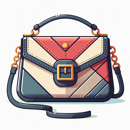 Vector illustration of a female handbag on a white background. Cartoon style.のイラスト素材