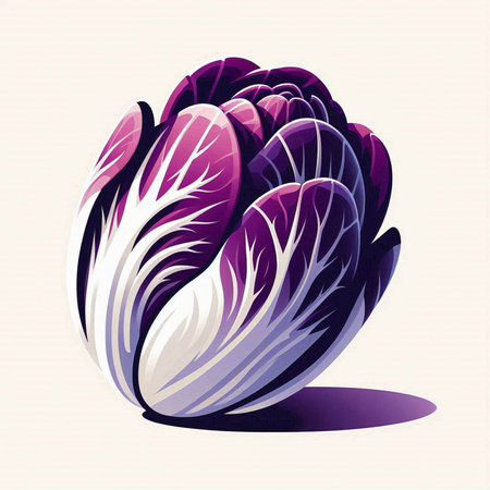 Purple chinese cabbage on a light background. Vector illustration.のイラスト素材