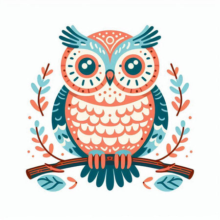 Owl. Hand drawn vector illustration in scandinavian style.のイラスト素材