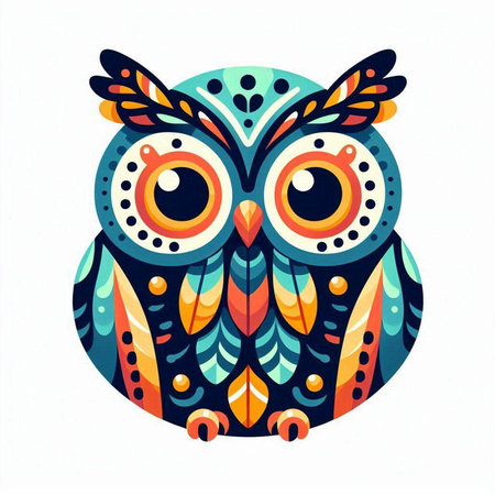 Owl in ethnic style. Vector illustration for your design on white background.のイラスト素材
