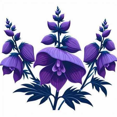 Illustration of purple flowers on a white background. Vector illustration.のイラスト素材