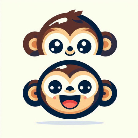 Cute monkey cartoon vector illustration. Cute animal character design.のイラスト素材